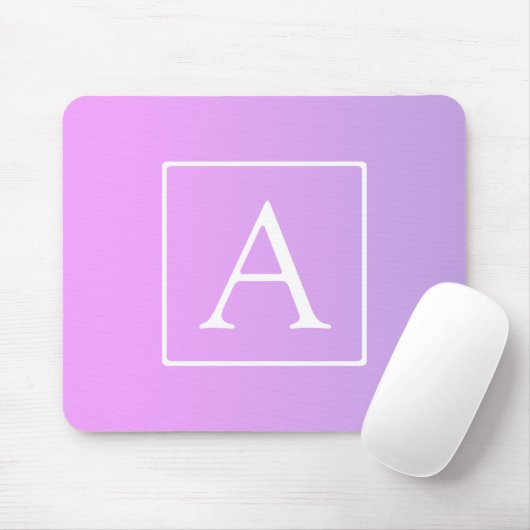 Tapis De Souris Monogramme simple | Ombre subtil rose/violet (Avec souris)