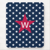 Tapis De Souris Monogramme Star Rouge Blanc Bleu Mousepad (Devant)