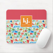 Tapis De Souris Monogramme stylé d'été amusant (Avec souris)