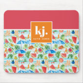 Tapis De Souris Monogramme stylé d'été amusant (Devant)
