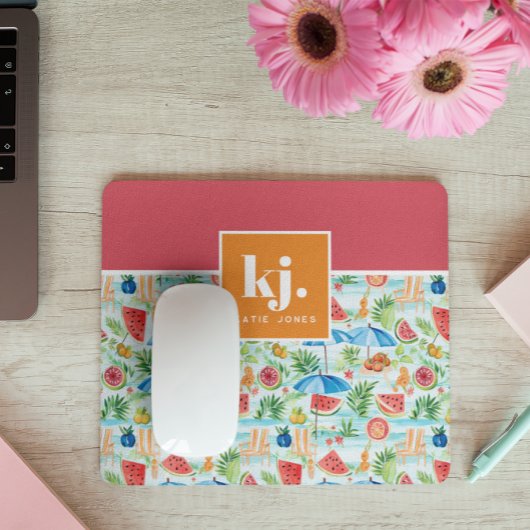 Tapis De Souris Monogramme stylé d'été amusant