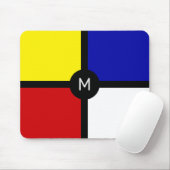 Tapis De Souris Monogramme sur l'art élégant de Mondrian inspiré (Avec souris)