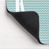 Tapis De Souris Monogramme sur le Motif Retro Blue Mini Chevron (Coin)
