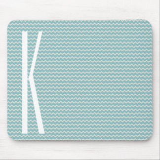 Tapis De Souris Monogramme sur le Motif Retro Blue Mini Chevron
