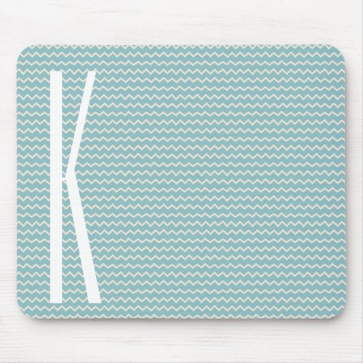 Tapis De Souris Monogramme sur le Motif Retro Blue Mini Chevron (Devant)
