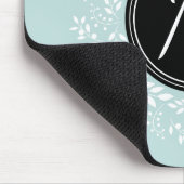 Tapis De Souris Monogramme sur mesure de la couronne végétale bleu (Coin)
