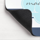 Tapis De Souris Monogramme sur mesure des rayures marines et bleue (Coin)