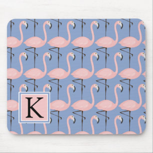 Tapis De Souris Monogramme tendre du motif   de Flamant rose