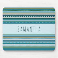 Monogramme Tribal Turquoise Bleu rayures Motif Mou