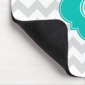 Tapis De Souris Monogramme Turquoise de Quatrefoil gris clair (Coin)