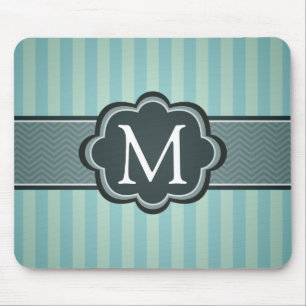 Tapis De Souris Monogramme turquoise masculin de coutume de