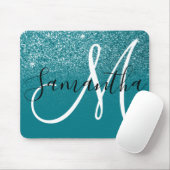 Tapis De Souris Monogramme turquoise Ombre Sparkle Parties scintil (Avec souris)