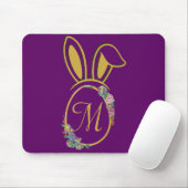 Tapis De Souris Monogramme unique de lapin de Pâques (Avec souris)