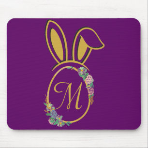 Tapis De Souris Monogramme unique de lapin de Pâques