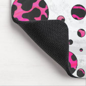 Tapis De Souris Monogramme vache rose chaud et noir (Coin)