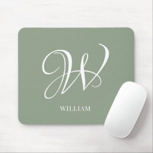 Tapis De Souris Monogramme vert de l'élégance de la taille personn