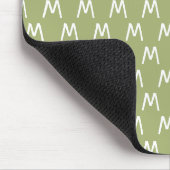 Tapis De Souris Monogramme Vert et Blanc Cool (Coin)