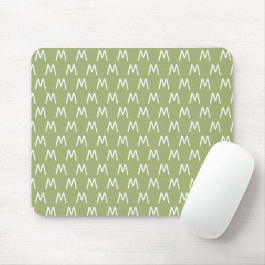 Tapis De Souris Monogramme Vert et Blanc Cool (Avec souris)