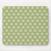 Tapis De Souris Monogramme Vert et Blanc Cool (Devant)