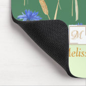 Tapis De Souris Monogramme vert Fleur sauvage floral (Coin)