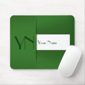 Tapis De Souris Monogramme vert simple moderne Nom - Mousepad (Avec souris)