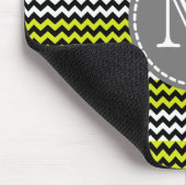 Tapis De Souris Monogramme Zigzag Chevron Vert Blanc Noir (Coin)