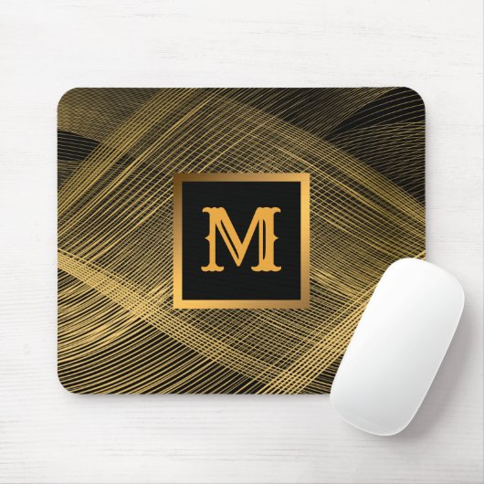 Tapis De Souris Monogrammed d'or noir (Avec souris)