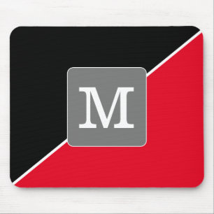 Tapis De Souris Monogrammed Moderne et simple Noir et rouge tendan