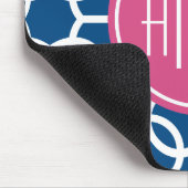 Tapis De Souris Monogrammes de Motif géométrique rose et bleu chau (Coin)