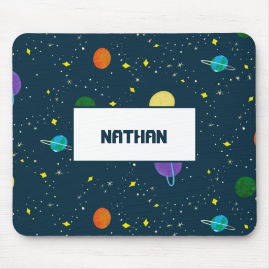 Tapis De Souris Monogrammes Planètes étoiles dans l'univers spatia (Devant)