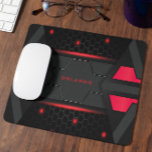 Tapis De Souris Monographie de jeu géométrique en argent, noir, ro<br><div class="desc">L'arrière - plan de jeu pour le carnet est une combinaison frappante de lignes géométriques rouge,  noir et gris foncé. Les lignes sont disposées dans un motif captivant qui ajoute une touche de sophistication et d'élégance à votre configuration de jeu.</div>