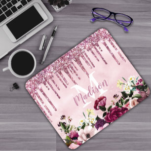 Tapis De Souris Monographie de parties scintillant à goutte rose b