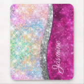 Tapis De Souris Monographie de parties scintillant en argent rose  (Devant)