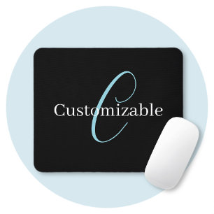 Tapis De Souris Monographie de script cursive modifiable noir bleu