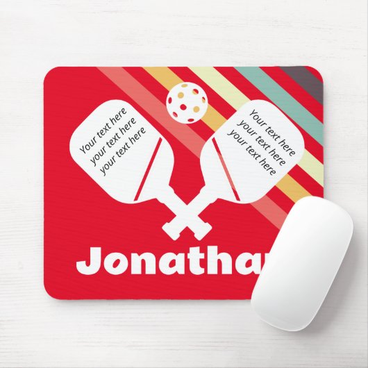 Tapis De Souris Monographie moderne attraper oeil Pickleball Rouge (Avec souris)