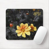 Tapis De Souris Monongramme des fleurs de dahlia jaune Wisley Gard (Avec souris)
