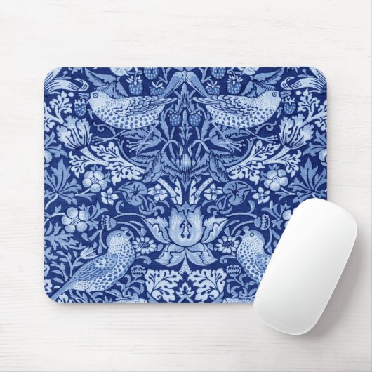 Tapis De Souris Monotone bleu de fraises Thief, William Morris (Avec souris)