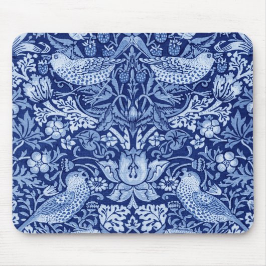Tapis De Souris Monotone bleu de fraises Thief, William Morris (Devant)