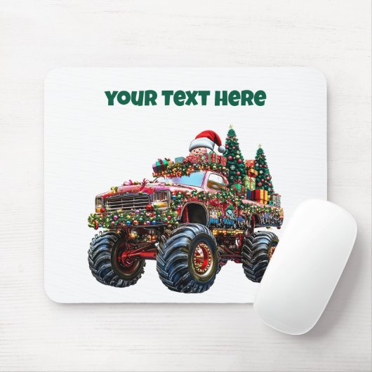 Tapis De Souris Monster Truck Editable Noël Mousepad (Avec souris)