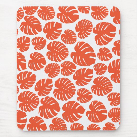 Tapis De Souris Monstera - Orange et blanc (Devant)