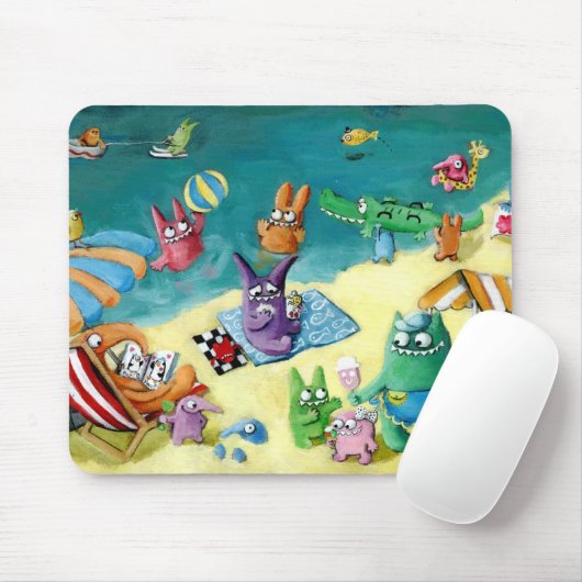 Tapis De Souris Monstres sur la plage (Avec souris)