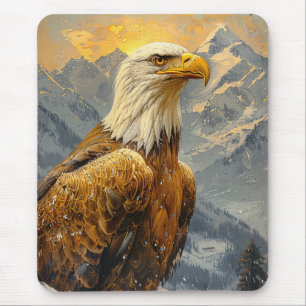 Tapis De Souris Montagnes d'aquarelle d'aigle chauve