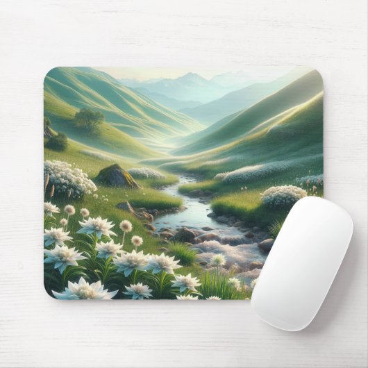 Tapis De Souris Montagnes suisses et Edelweiss (Avec souris)