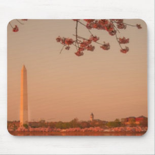 Tapis De Souris Monument de Washington Sakura au coucher du soleil