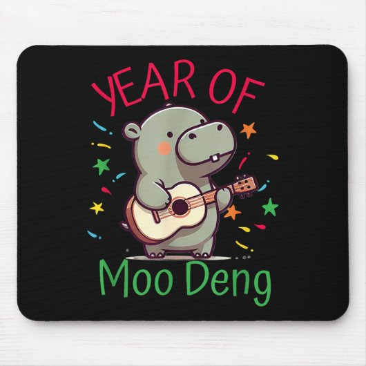 Tapis De Souris Moo Deng Is A Pygmy Hip Happy New Year Funny  (Devant)