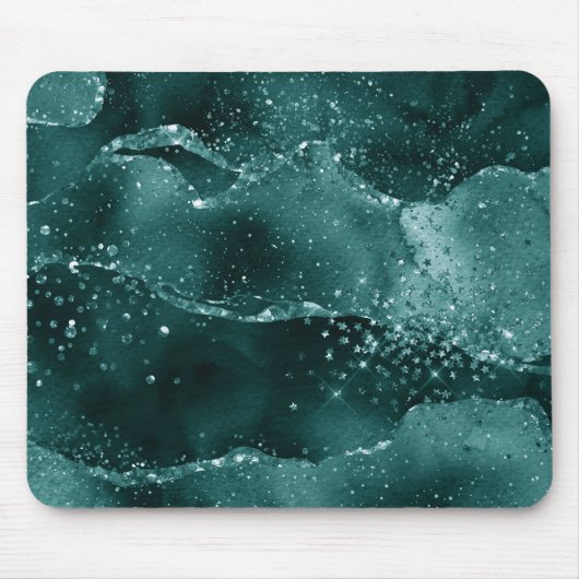 Tapis De Souris Moody Agate | Turquoise Vert Malachite Riche Joyau (Devant)