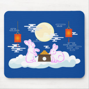 Tapis De Souris Moon Rabbit Mooncake Nuages Mooncake Festival à la