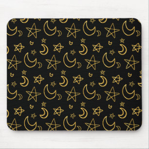 Tapis De Souris Moons et étoiles Motif or