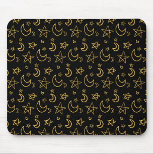 Tapis De Souris Moons et étoiles Motif or