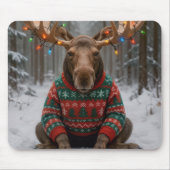 Tapis De Souris Moose Wearing Ugly Christmas Sweater (Devant)